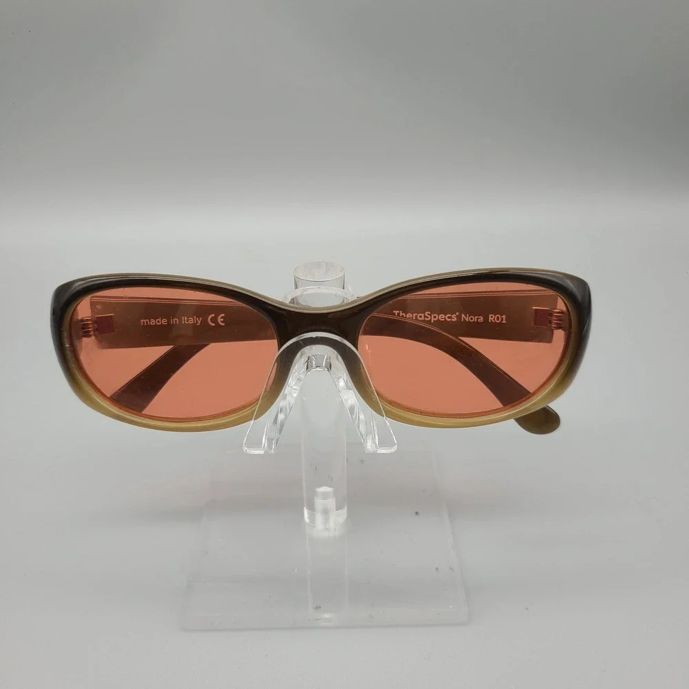 TheraSpecs Nora R01 Migraine Glasses FL-41 Tinted Lenses Olive Green Italy